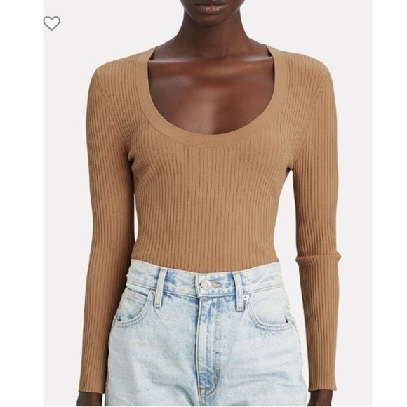 A.L.C. Declan Rib Knit Swoop-Neck, Maple - S - Picture 1 of 8